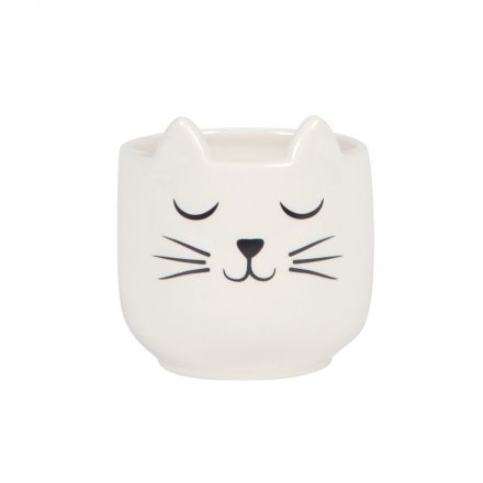 Petit pot pour plante - Chat blanc qui dort