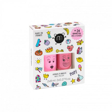  2 Vernis + 24 Stickers pour ongles - pop